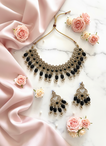 Jewellery set on pastel pink marble setup