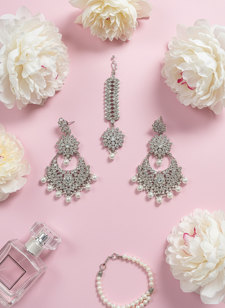 Jewellery with pastel pink background
