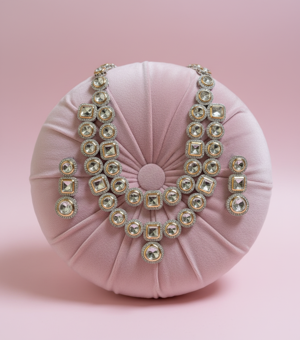 Jewelry on Pastel Pink Cushion