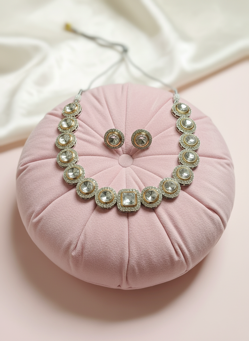 Jewelry Set on Pastel Pink Cushion