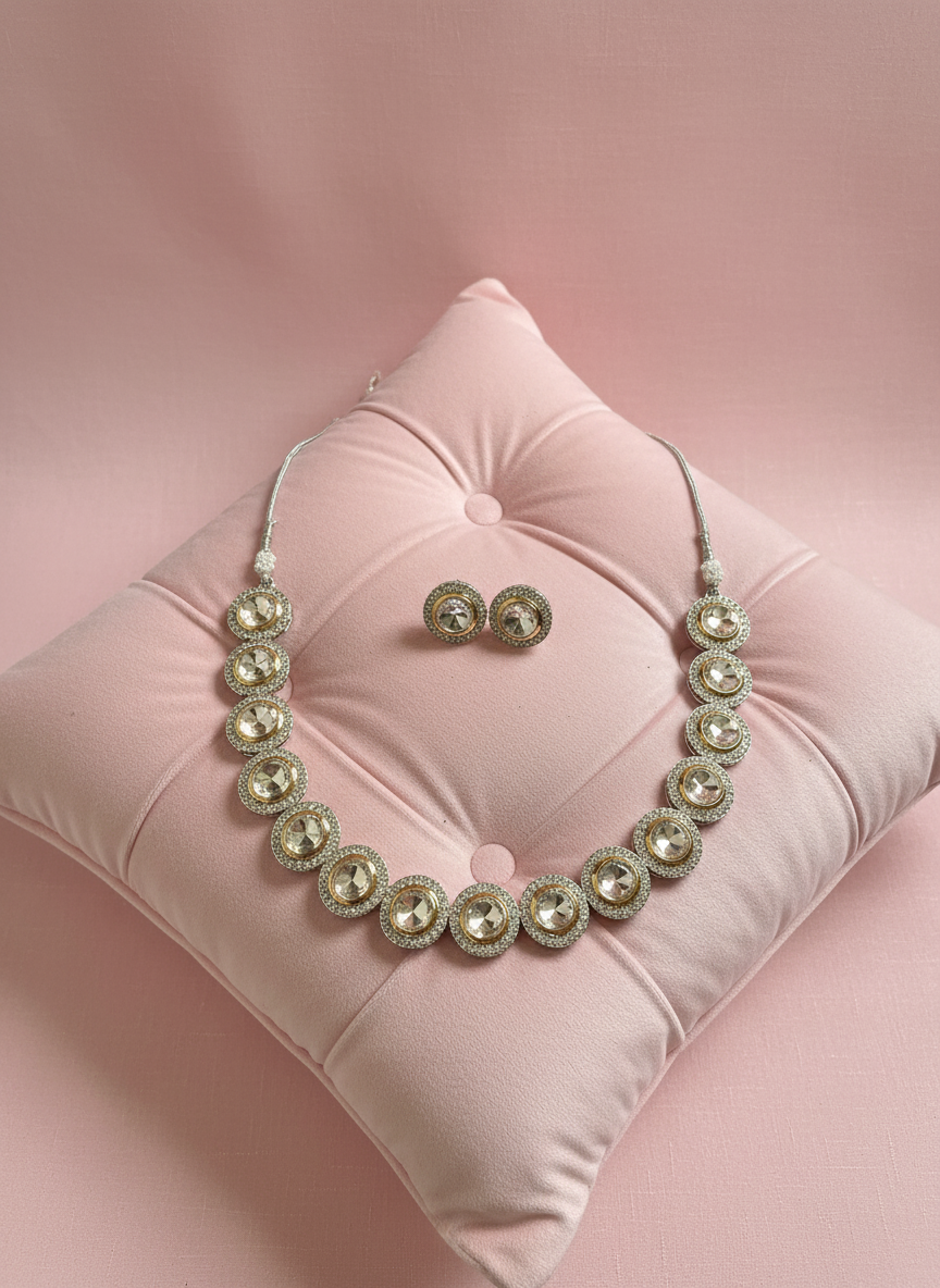 Jewelry Set on Pastel Pink Cushion