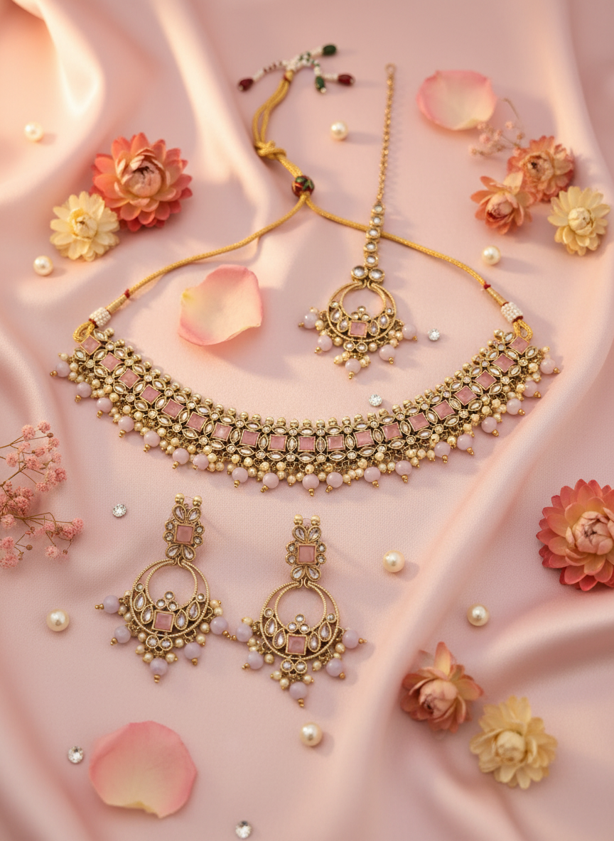 Jewelry set with pearls and diamonds