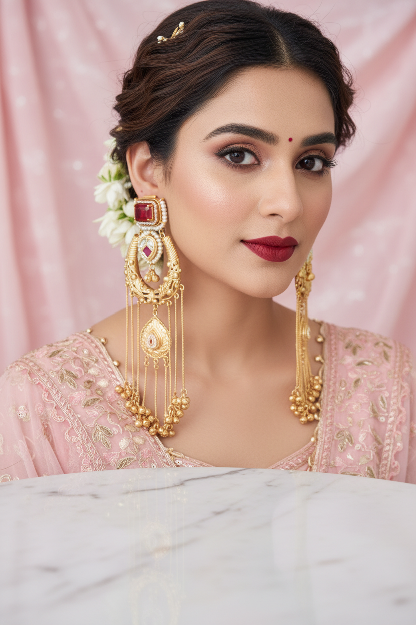Kundan Earrings on Model