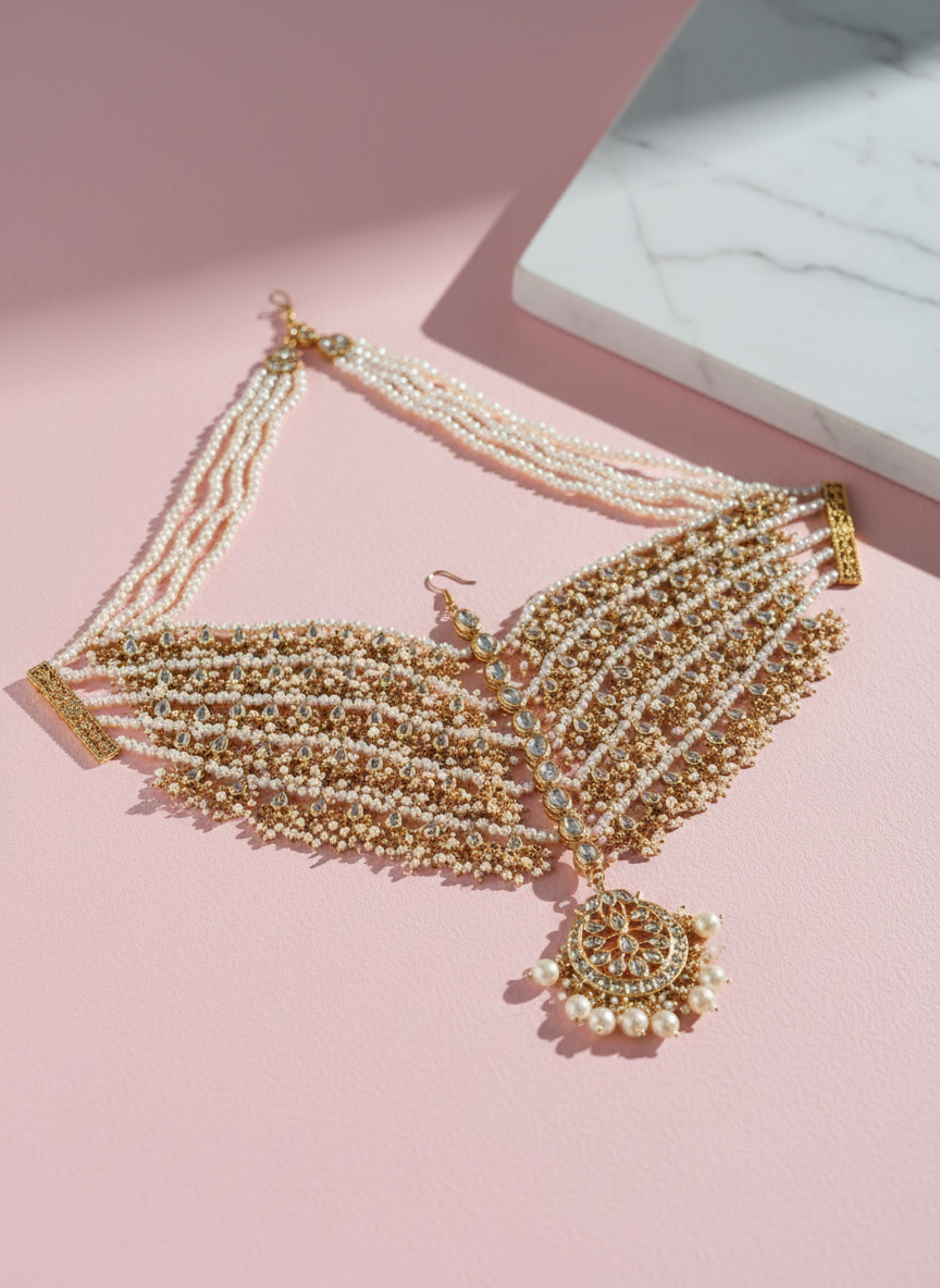 Kundan headpiece with side lighting