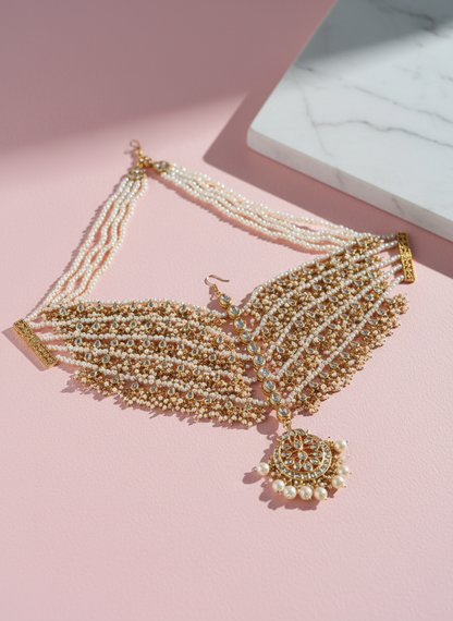 Kundan headpiece with side lighting