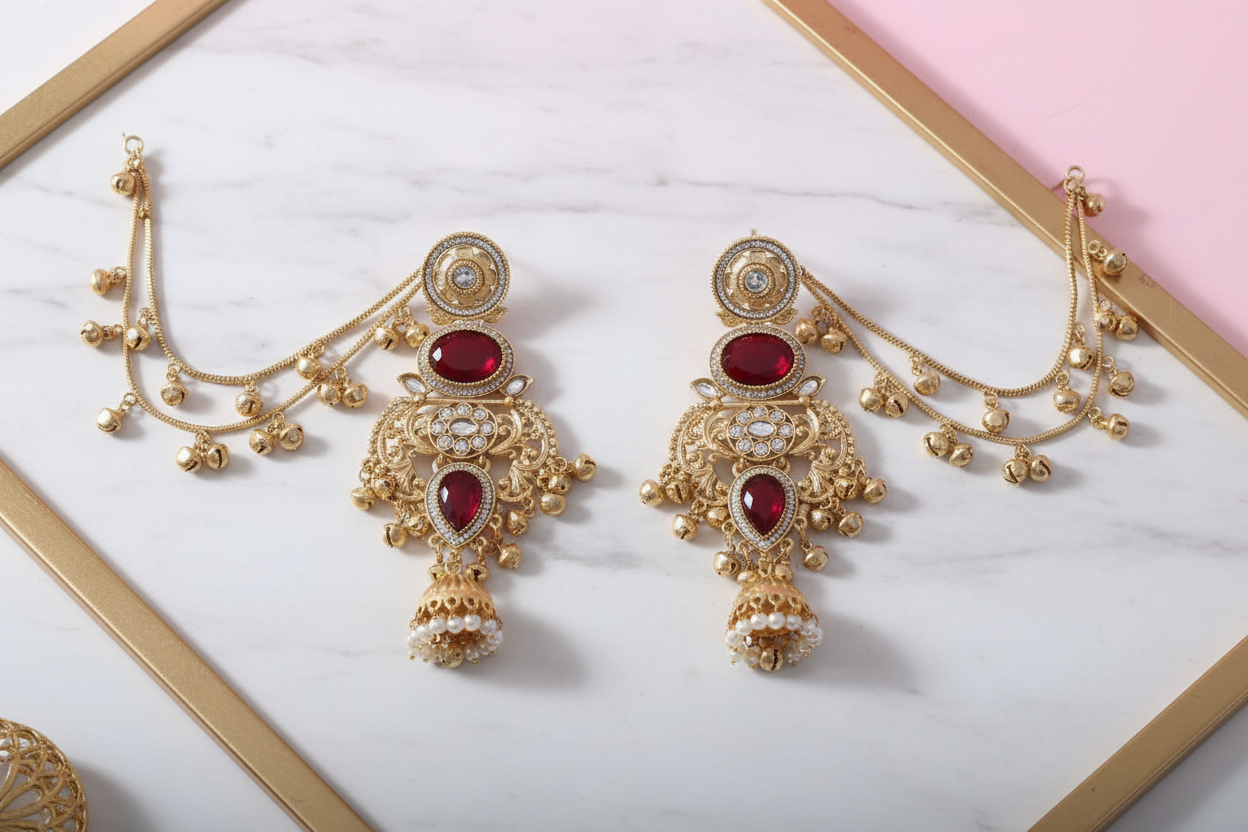 Luxury Bridal Ear Chain Pair