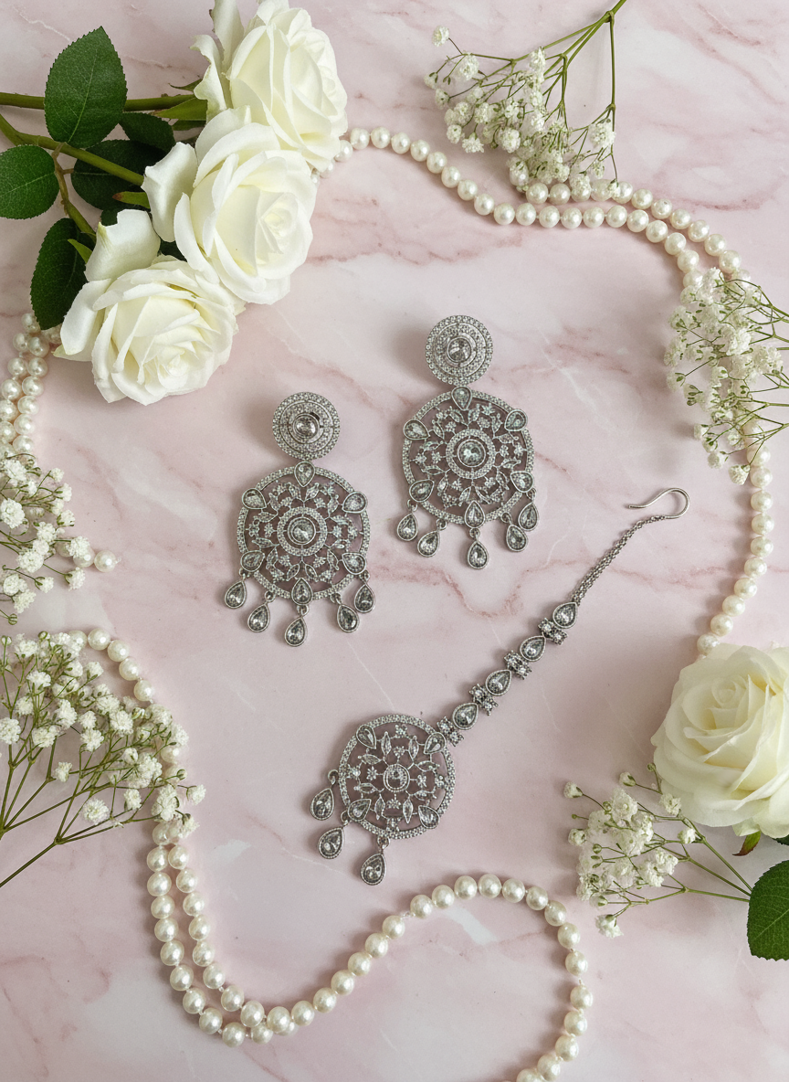 Luxury bridal jewelry on pastel pink marble