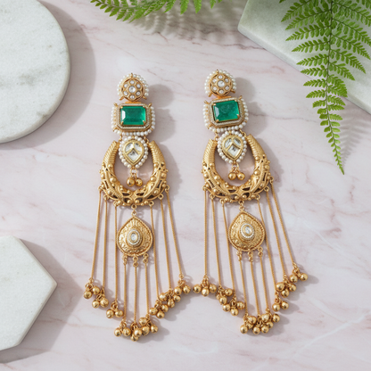 Luxury Kundan Earrings on Pink Background