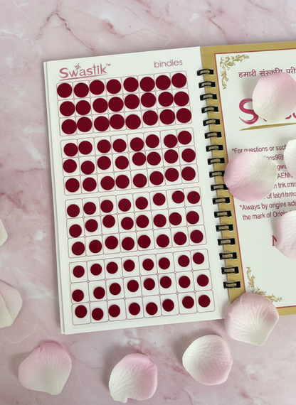 Maroon Bindi Book with Rose Petals
