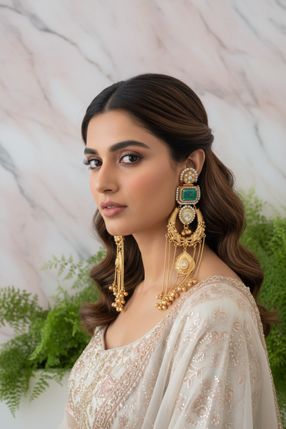 Model wearing earrings - portrait