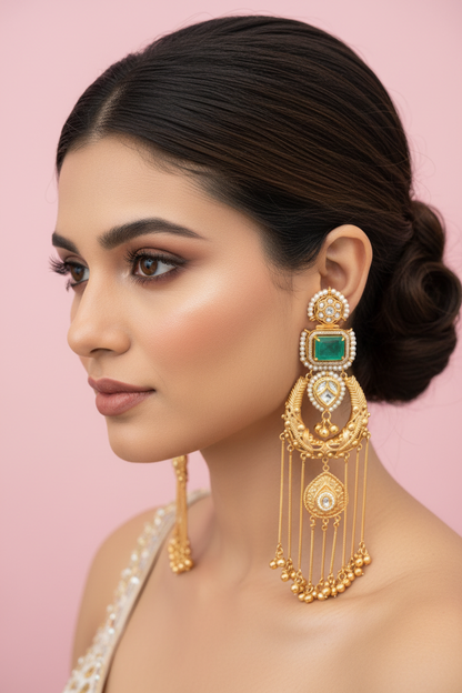 Model wearing earrings - side profile