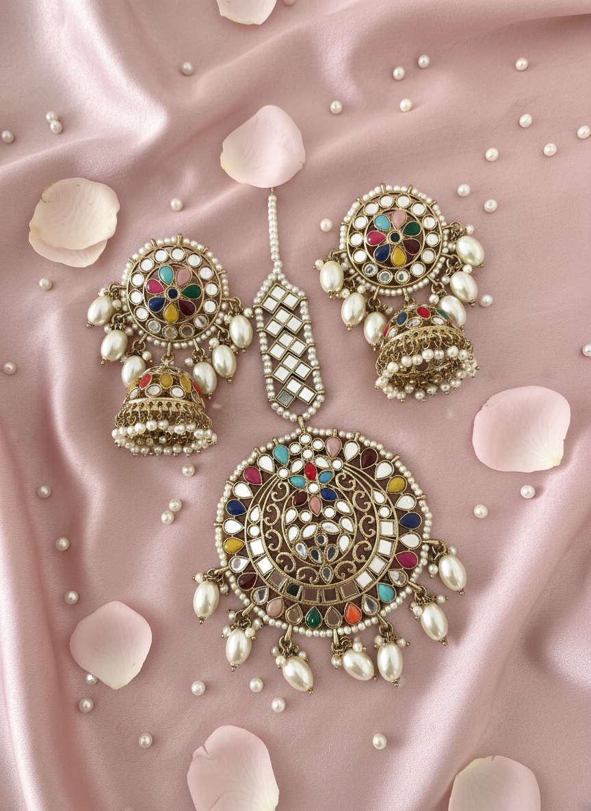 Multi Colour Jhumki Set Image 1