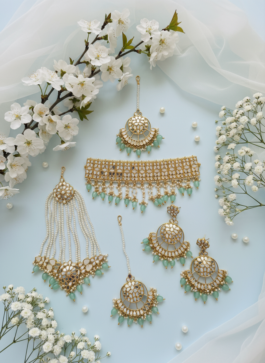 Pastel blue with cherry blossoms