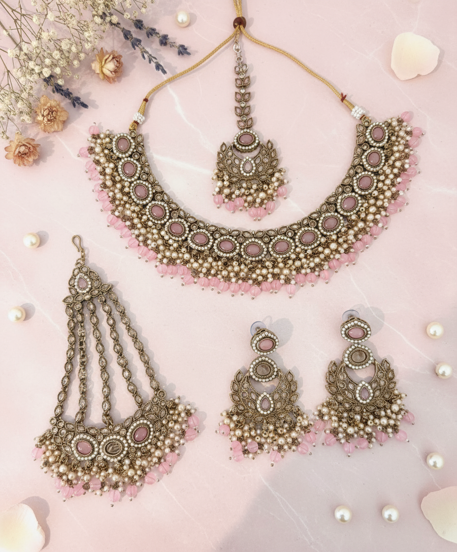 Pastel Pink Choker Necklace Set