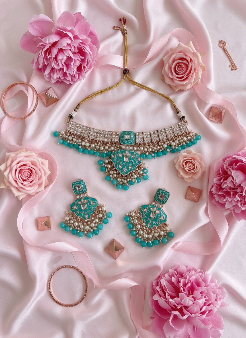 Pastel pink jewellery styling