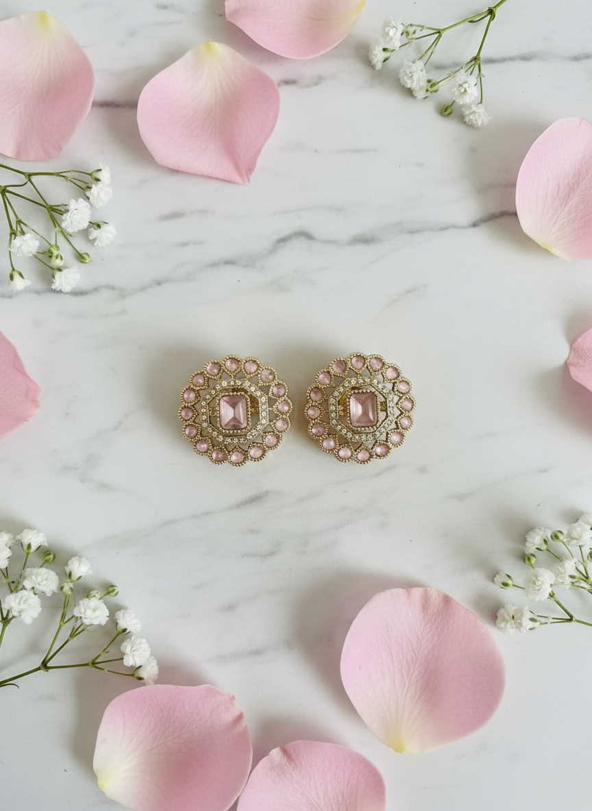 Pink earrings artful styling