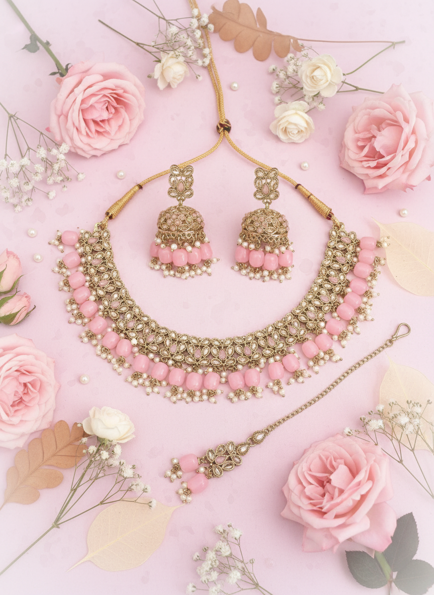 Pink Jewelry Set Ethereal Style