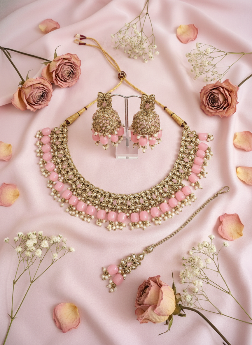 Pink Jewelry Set with Romantic Styling