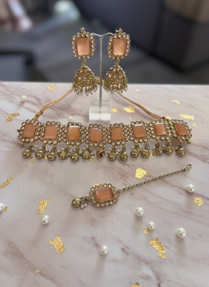 Pink marble with gold accents