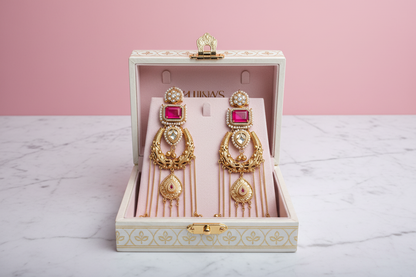 Pink Ruby Earrings in Box