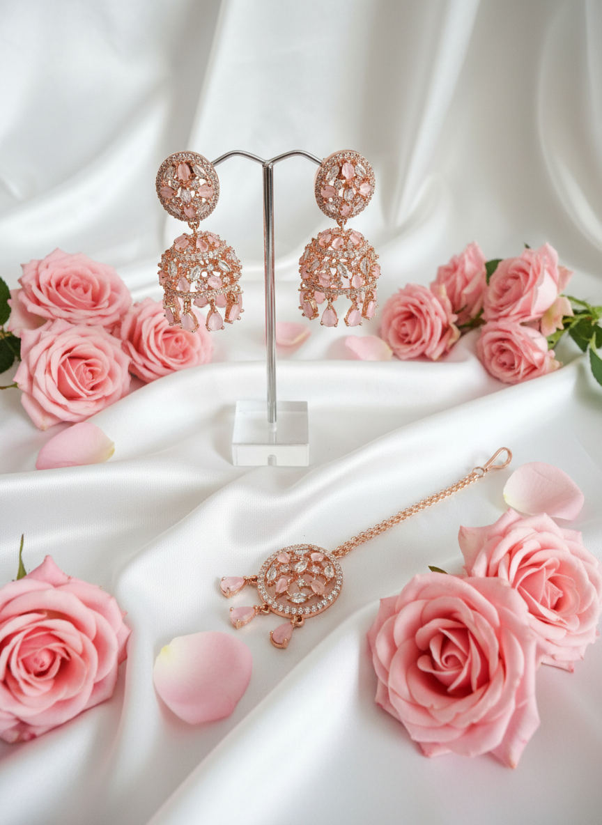 Rose Gold Set 1 with Fresh Roses on Satin