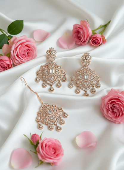 Rose Gold Set 2 with Fresh Roses on Satin