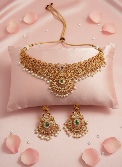 Rose petals framing the jewelry