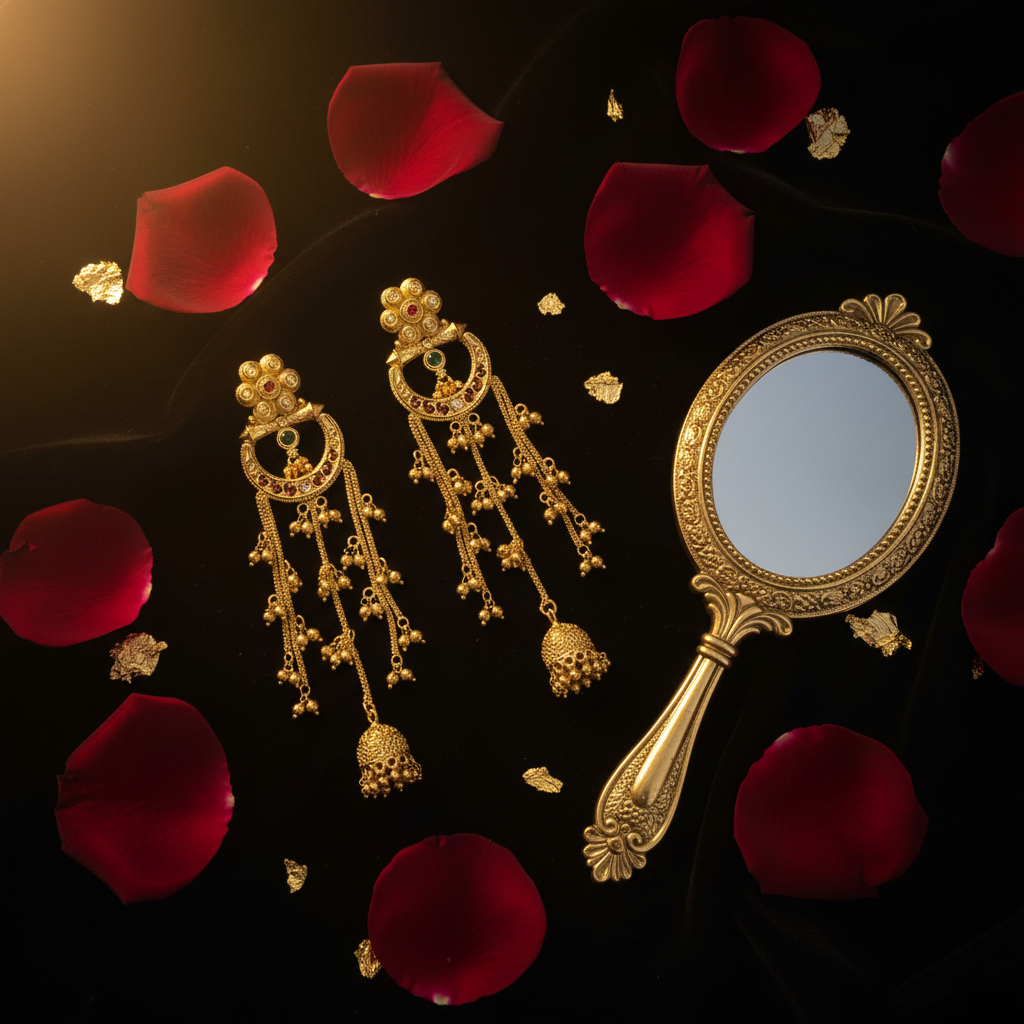 Ruby Emerald Jhumkas - Moody Dark Luxury