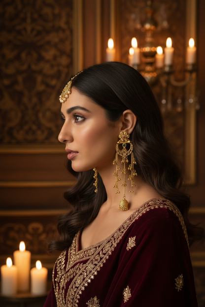 Ruby Emerald Jhumkas - Palace Interior