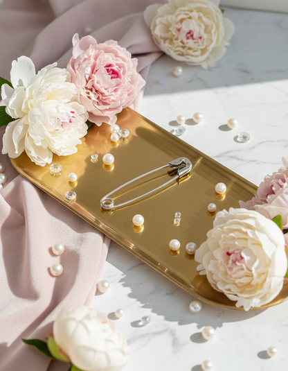Silver Brooch Luxury Gold Tray