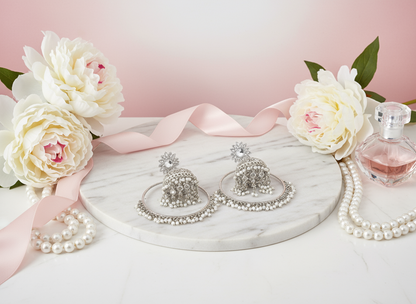 Silver Jhumki Earrings - Romantic Styled Photography