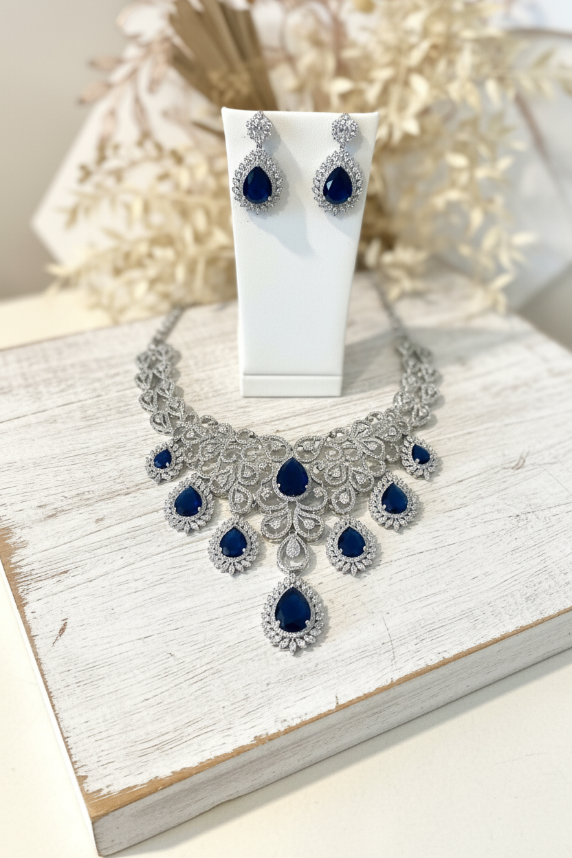 Silver & Navy Blue AD Set - Wood