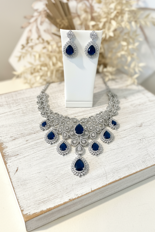 Silver & Navy Blue AD Set - Wood