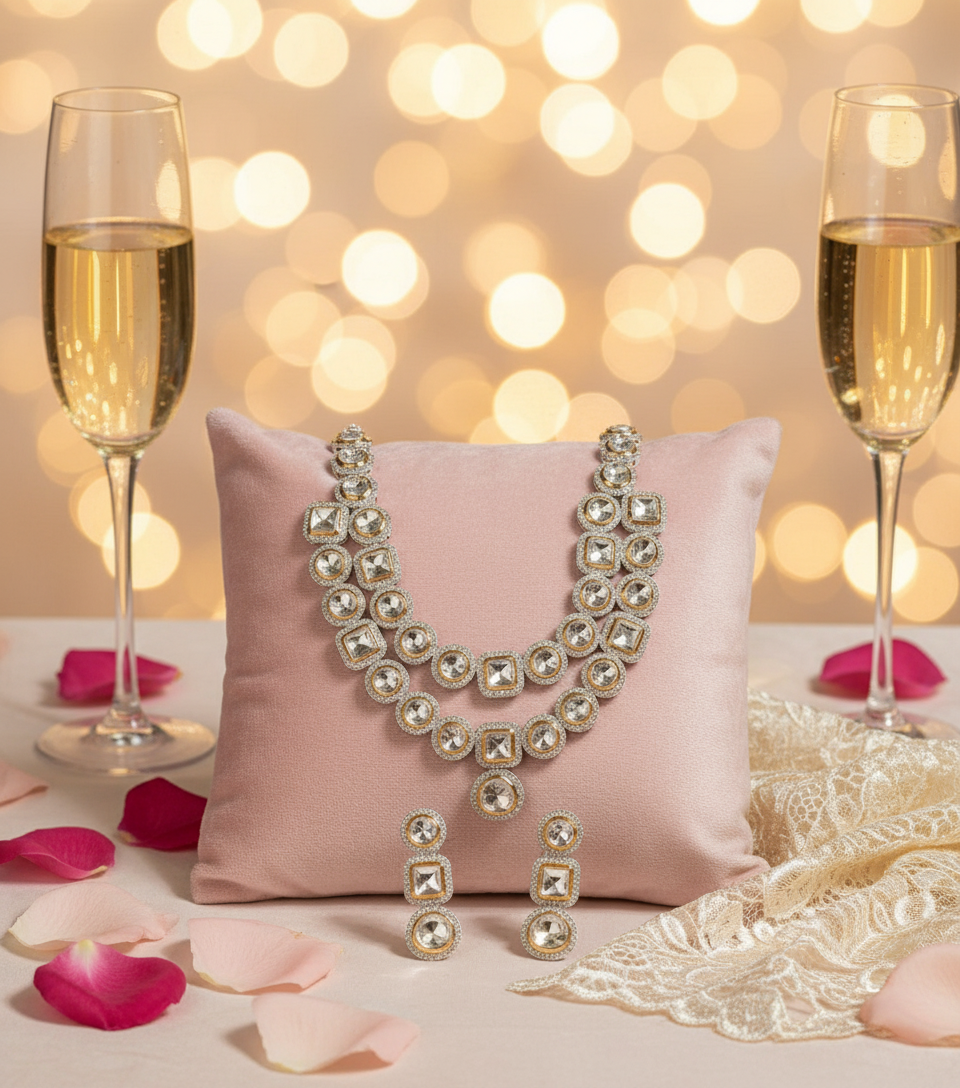 Velvet Display with Bokeh Lights