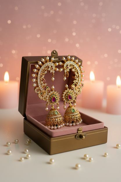 Velvet Jewellery Box - Crescent Jhumka