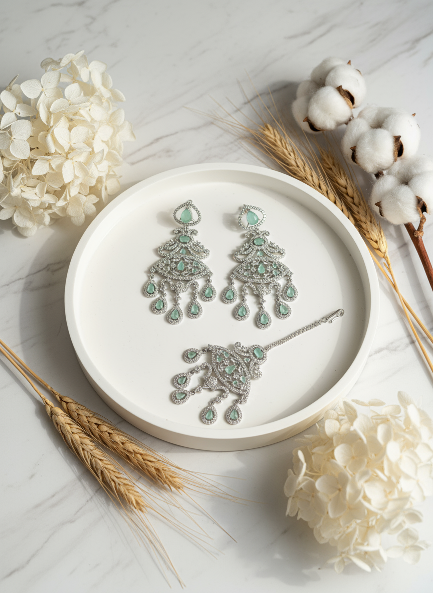 White hydrangeas and wheat setup