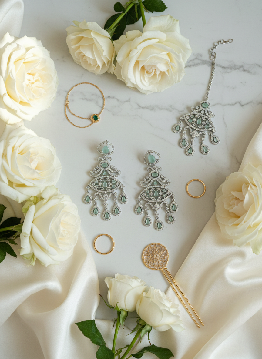 White marble with roses setup