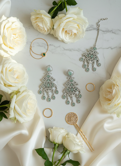 White marble with roses setup