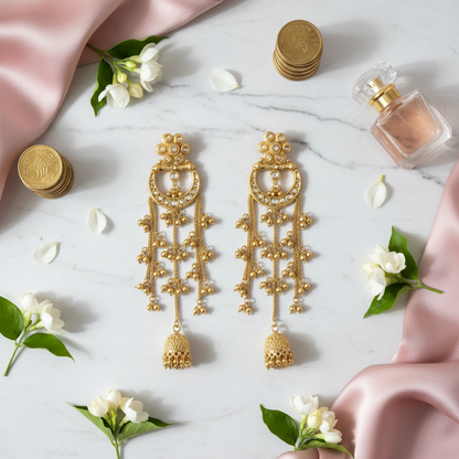 White Stone Jhumkas - Bright Flat Lay