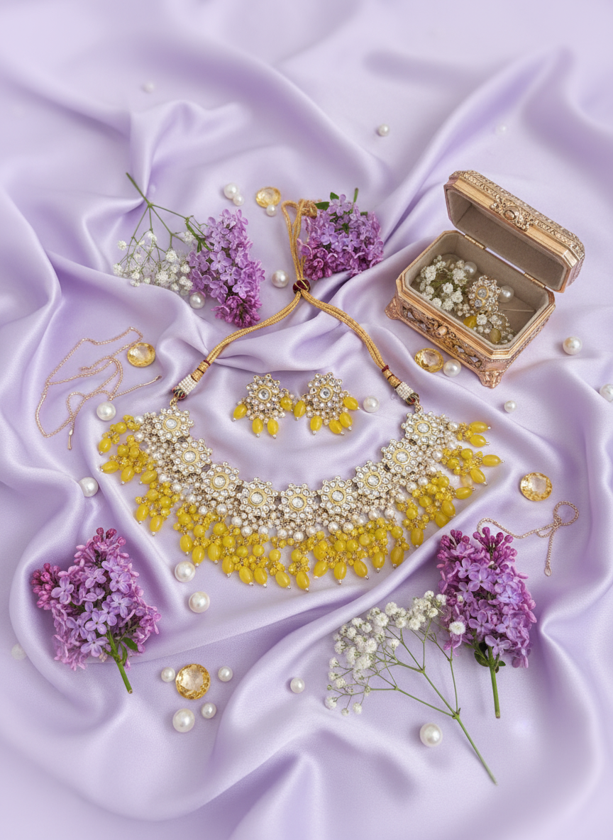 Yellow Jewelry Lavender Satin