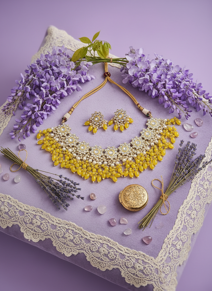Yellow Jewelry Lavender Velvet